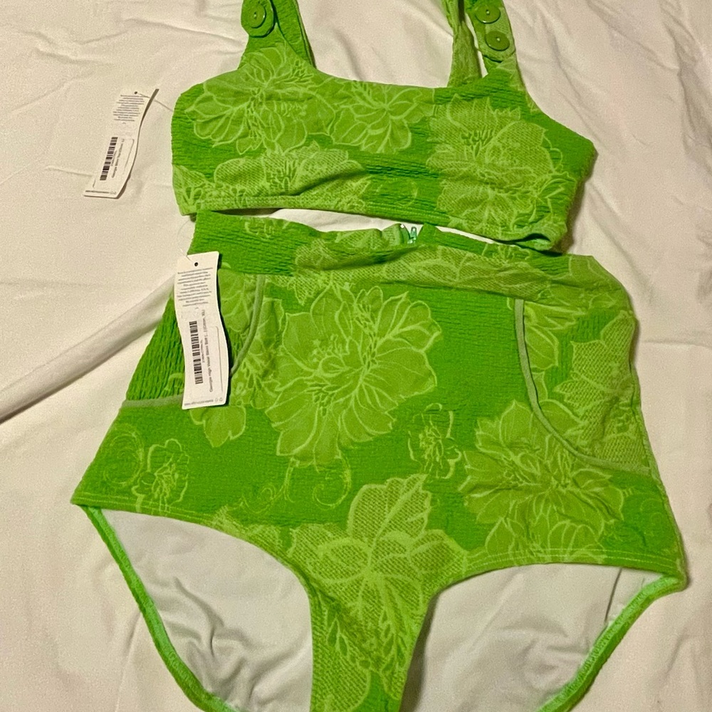 Seea Georgia Citron Bikini top and high waisted bottom.